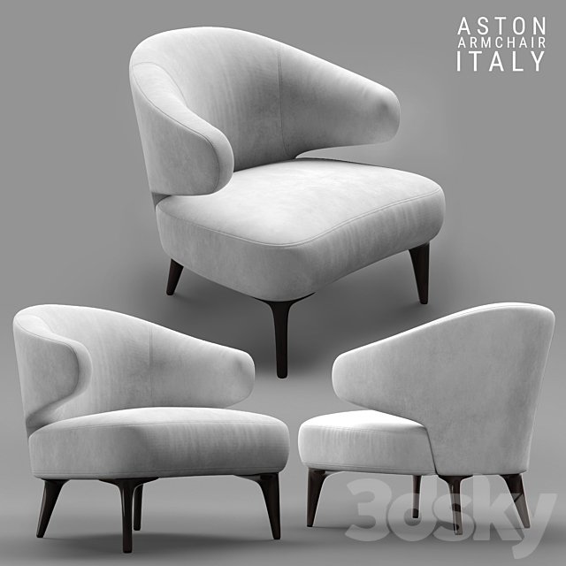 Armchair Minotti Aston White 3ds Max - thumbnail 1