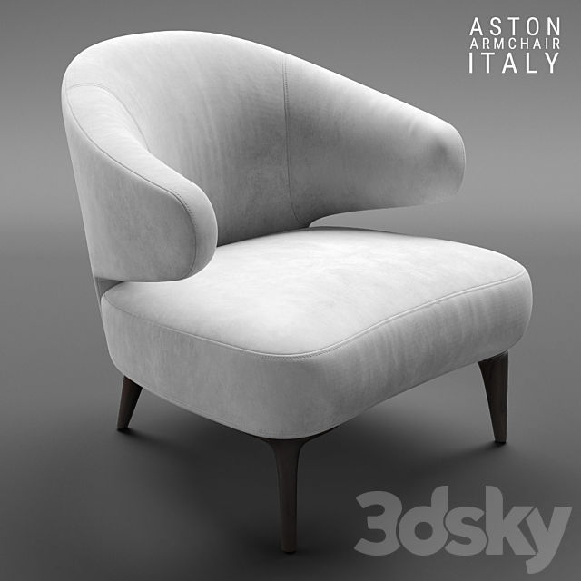 Armchair Minotti Aston White 3ds Max - thumbnail 2