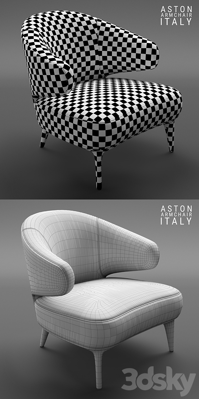 Armchair Minotti Aston White 3ds Max - thumbnail 3