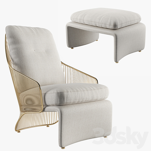 armchair minotti colette 3DS Max Model - thumbnail 2