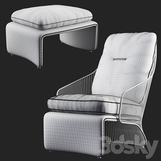 armchair minotti colette 3DS Max Model - thumbnail 5