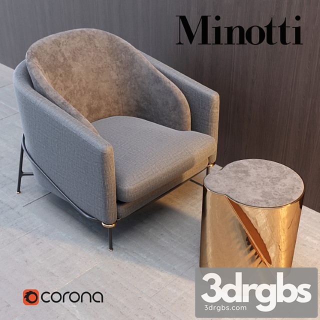 Armchair Minotti Fil Noir 2 3dsmax Download - thumbnail 1