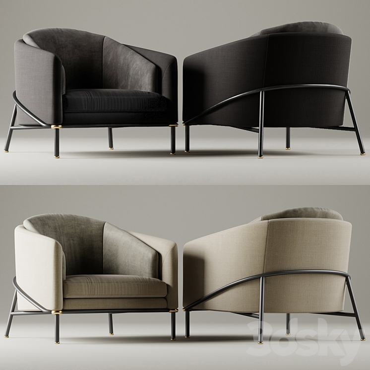 Armchair Minotti Fil noir 3DS Max - thumbnail 1