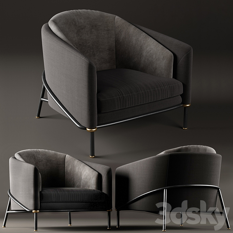 Armchair Minotti Fil noir 3DS Max - thumbnail 2