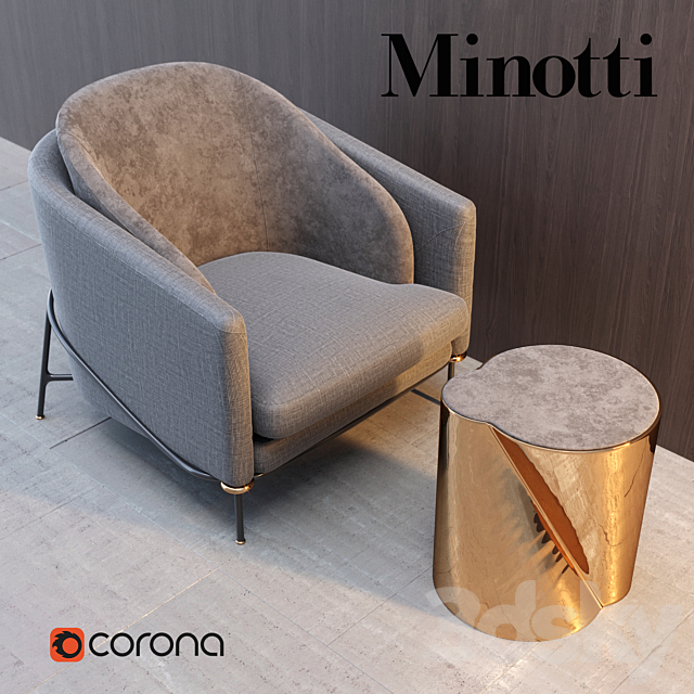 Armchair Minotti Fil Noir 3DSMax File - thumbnail 1