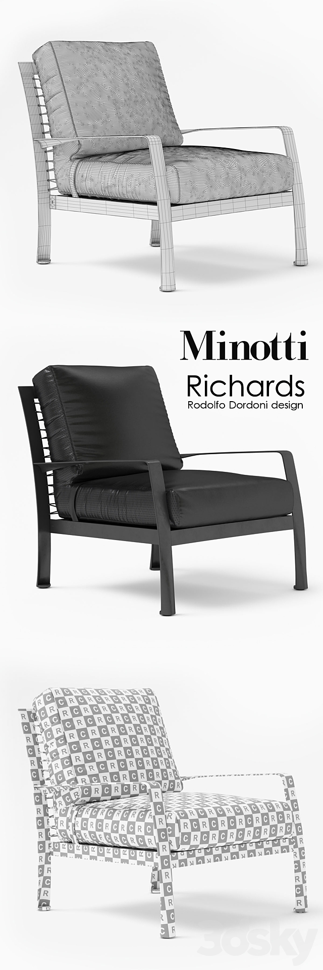 Armchair minotti richards 3DS Max Model - thumbnail 3