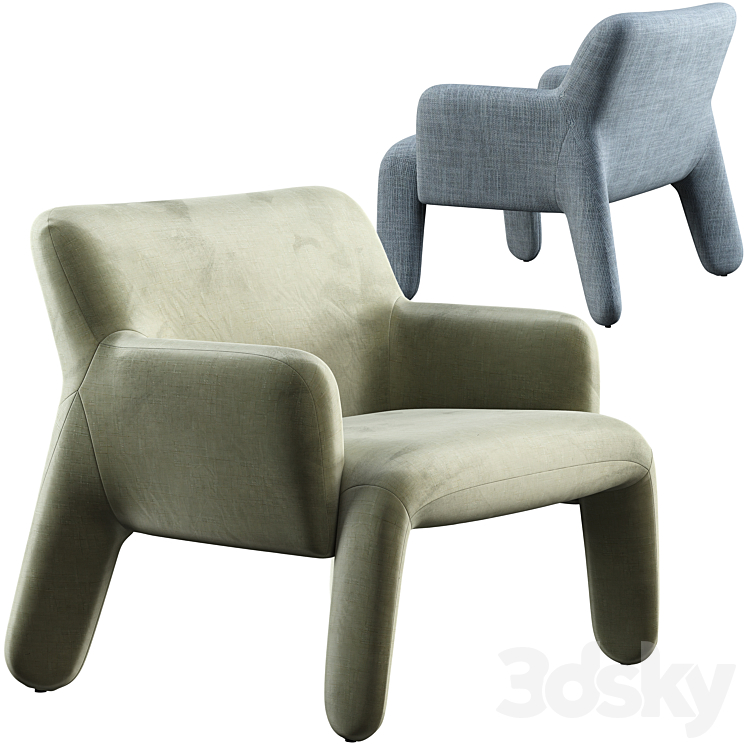 Armchair molteni & c glove up 3DS Max Model - thumbnail 2