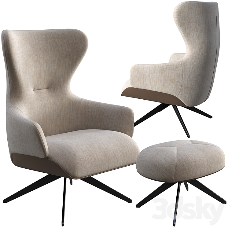 Armchair Molteni & C Kensington 3DS Max Model - thumbnail 1