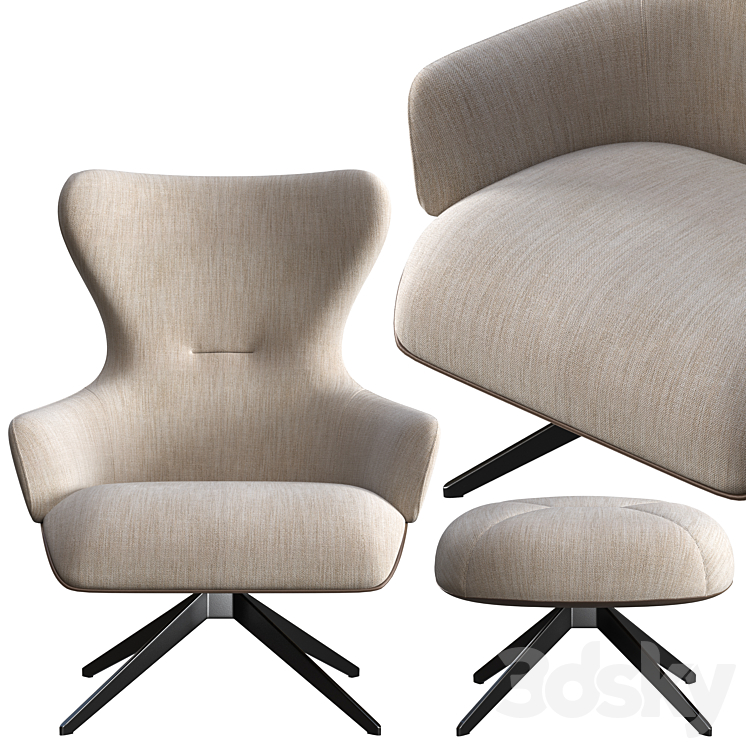 Armchair Molteni & C Kensington 3DS Max Model - thumbnail 2