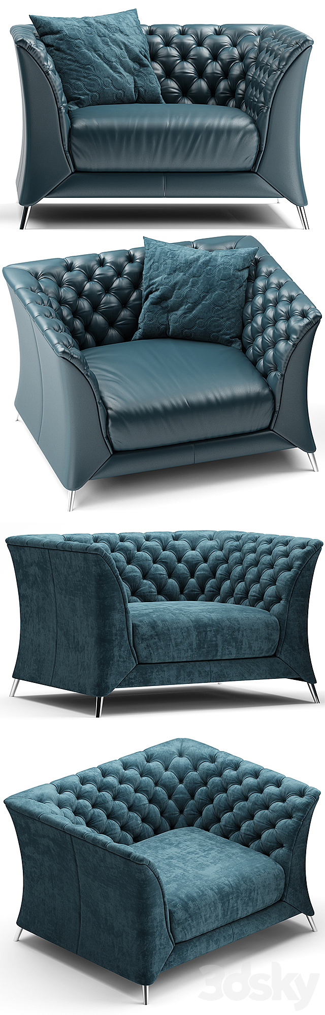 Armchair natuzzi La Scala chair 3DSMax File - thumbnail 2