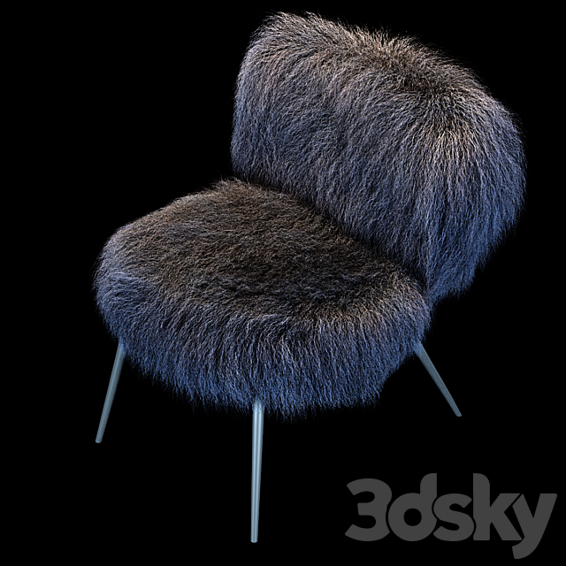 Armchair Nepal Mongolia Blu 3ds Max - thumbnail 3