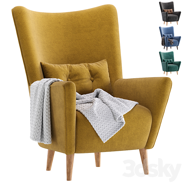 Armchair Nosta Yellow Divan.ru\/?????? ????? ?????.?? 3DS Max - thumbnail 1