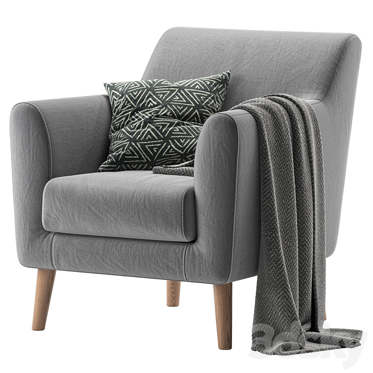 Armchair Odens Sherst Grey 3DS Max - thumbnail 1