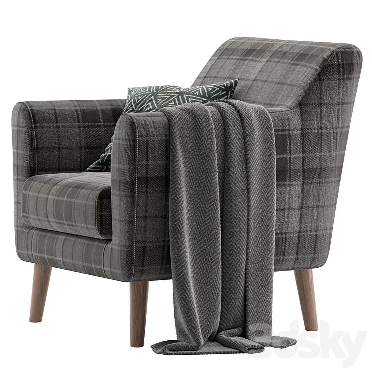 Armchair Odens Sherst Grey 3DS Max - thumbnail 2