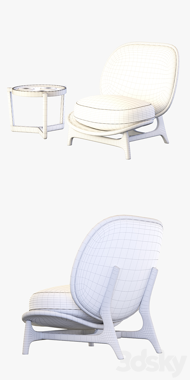 Armchair Outdoor yellow tecni nova 3ds Max - thumbnail 3