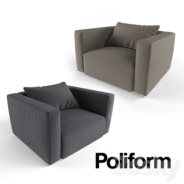 Armchair Poliform Shanhai 3DS Max Model - thumbnail 2