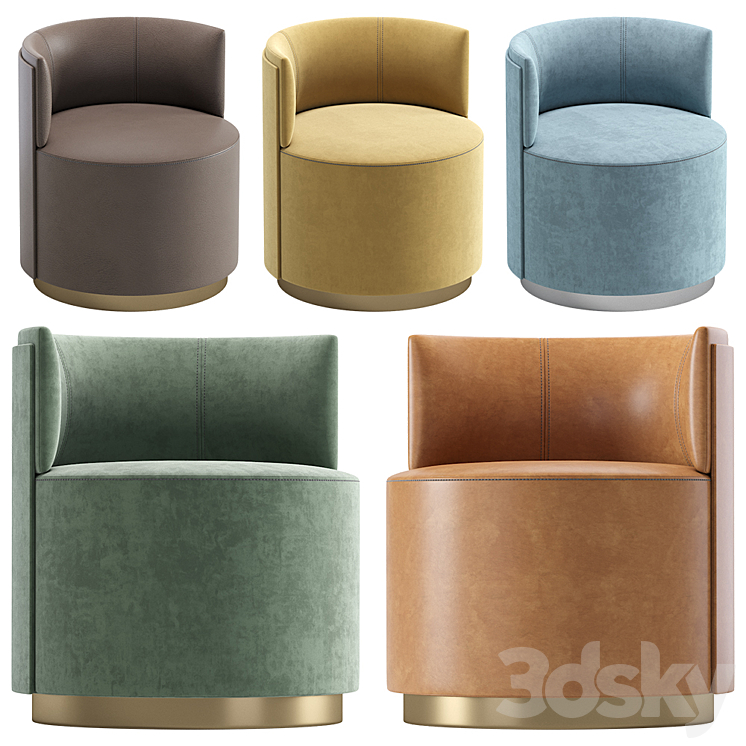 Armchair Poltrona Clubby Frag Velvet and Leather 3DS Max - thumbnail 2