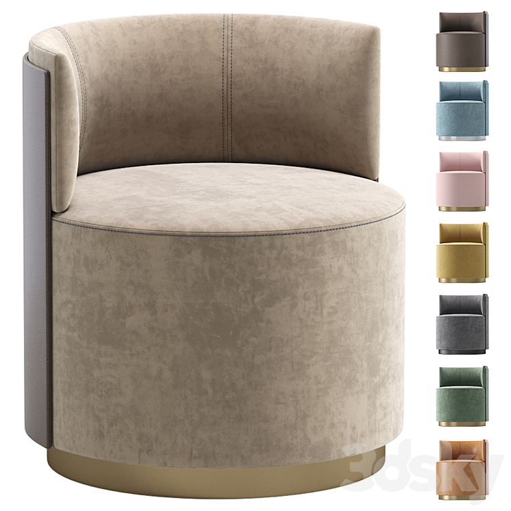 Armchair Poltrona Clubby Frag Velvet and Leather 3DS Max - thumbnail 1