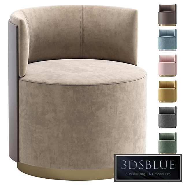 Armchair Poltrona Clubby Frag Velvet and Leather 3DS Max - thumbnail 3