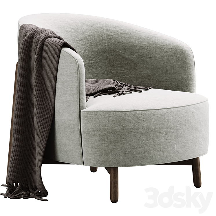 Armchair porada copine 3DS Max Model - thumbnail 2