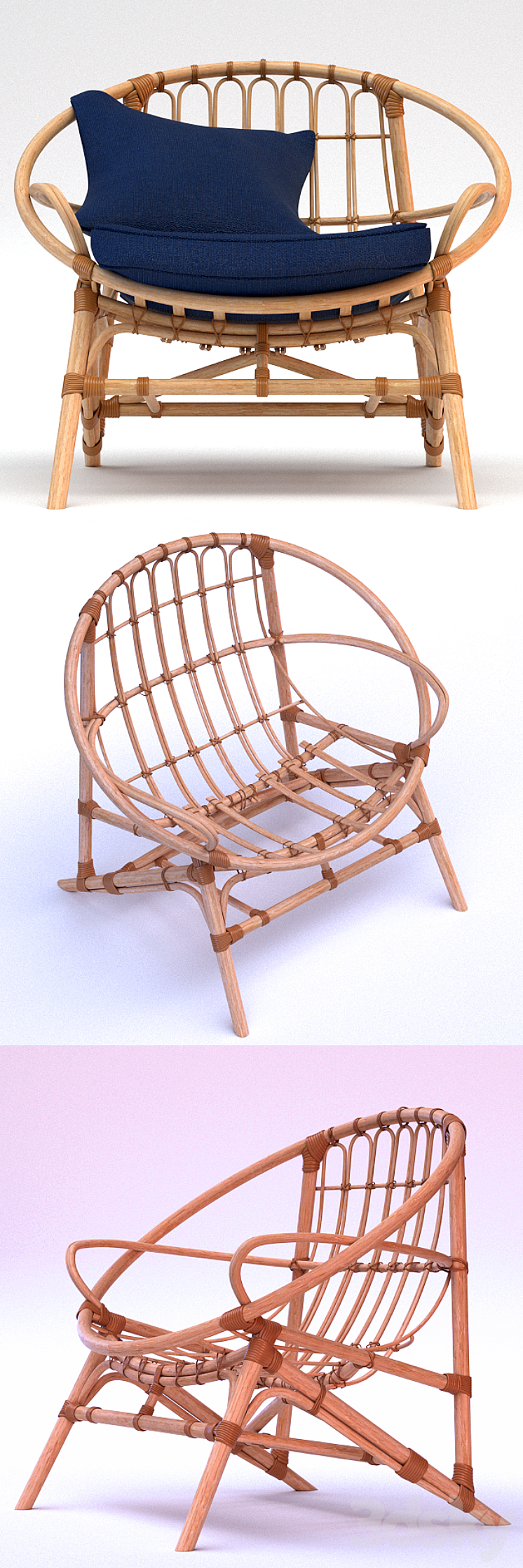 Armchair Pottery Barn Luling Rattan Chair 3DS Max Model - thumbnail 2