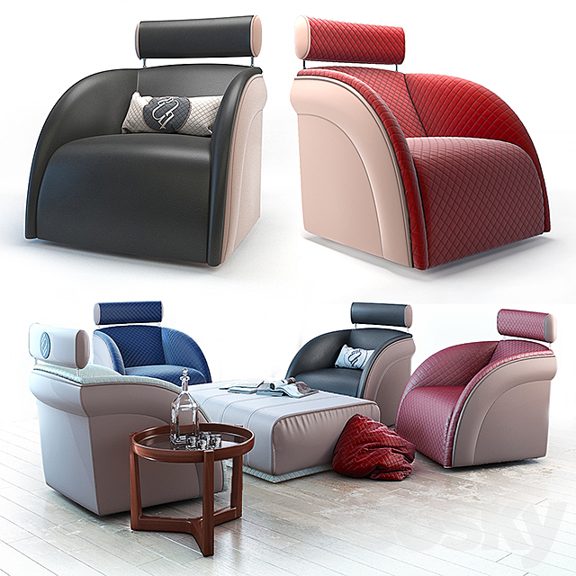 Armchair pouf and table Tecni nova 3ds Max - thumbnail 1