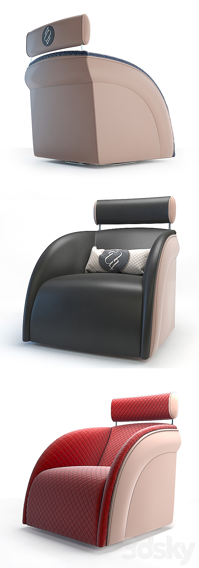 Armchair pouf and table Tecni nova 3ds Max - thumbnail 2