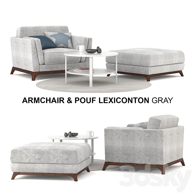 Armchair & Pouf Lexiconton GRAY 3DSMax File - thumbnail 1