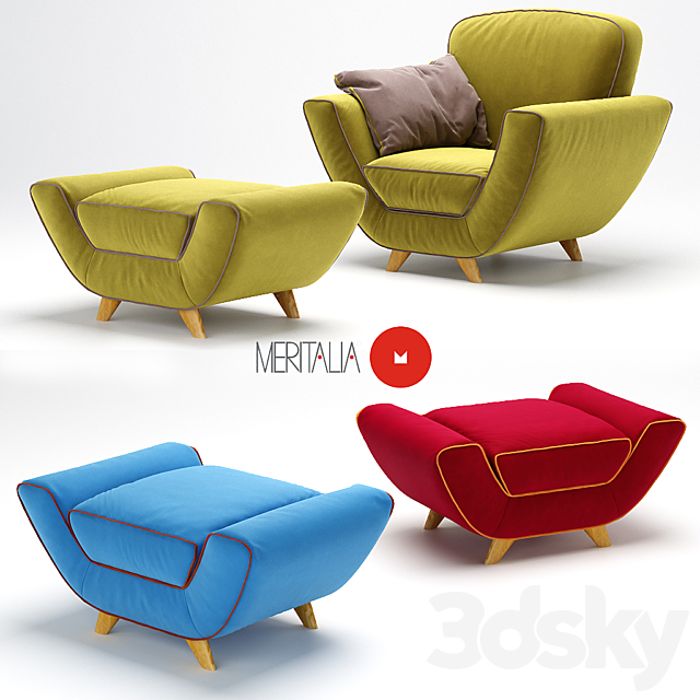 Armchair + pouf Minah from Meritalia 3DSMax File - thumbnail 1