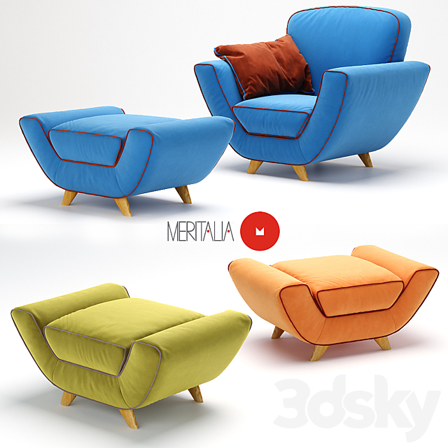 Armchair + pouf Minah from Meritalia 3DSMax File - thumbnail 2