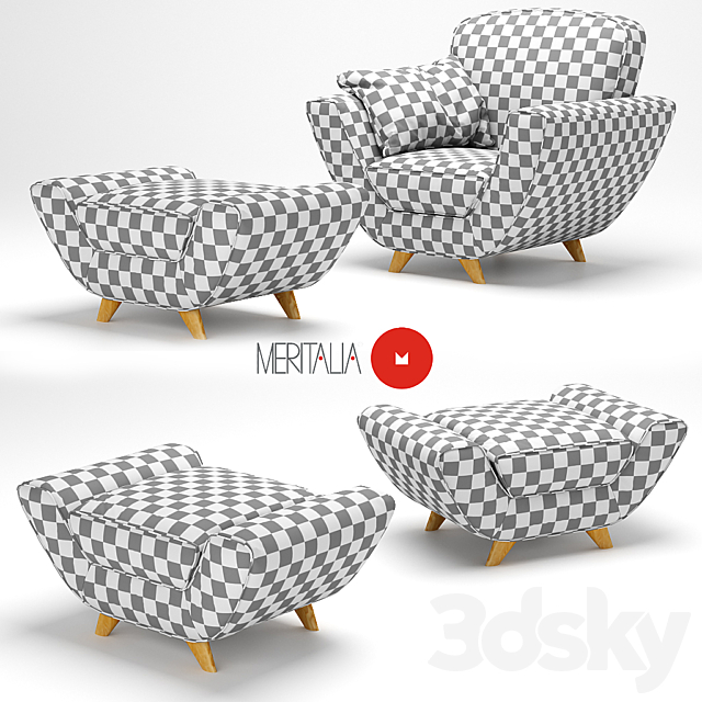 Armchair + pouf Minah from Meritalia 3DSMax File - thumbnail 3