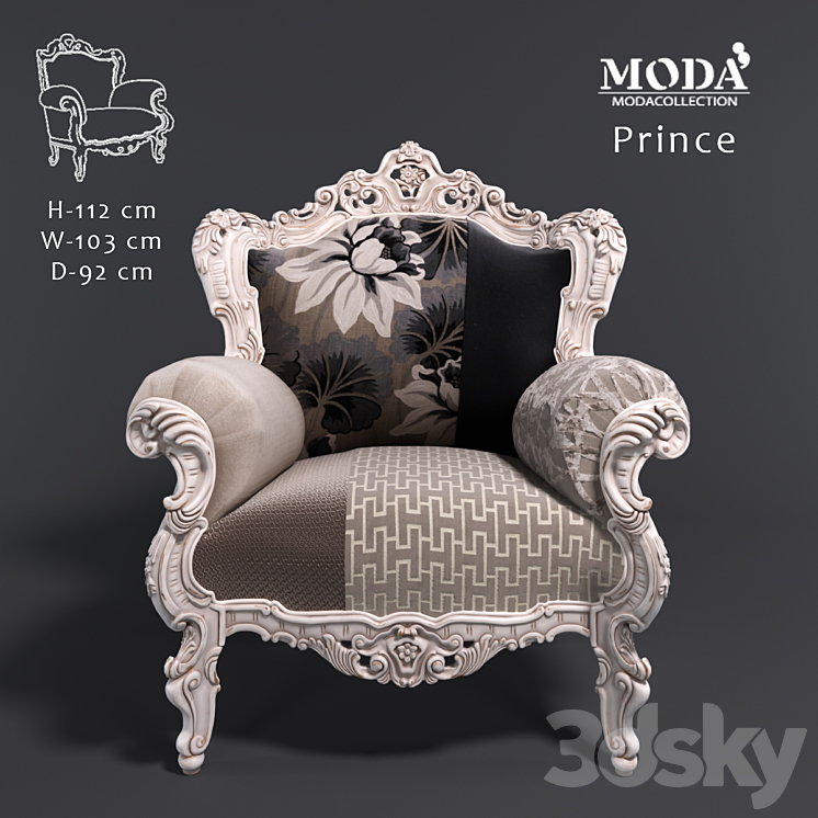 Armchair Prince 3DS Max - thumbnail 1