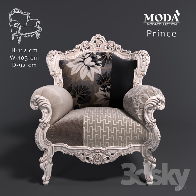 Armchair Prince 3DS Max - thumbnail 3