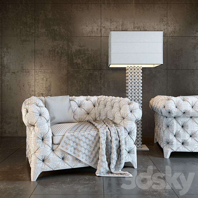 Armchair Prince Albert & floor lamp Teli 3DS Max Model - thumbnail 3