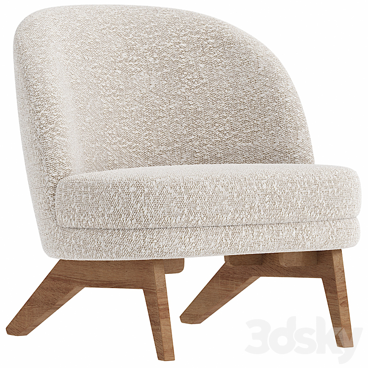 Armchair Pyle Cozy White 3DS Max Model - thumbnail 2