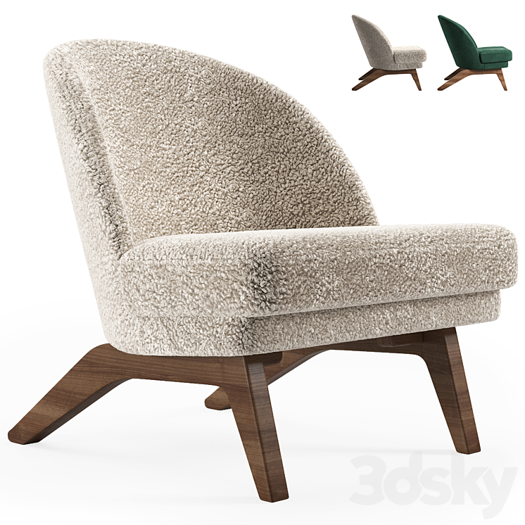 Armchair Pyle Cozy White 3DS Max Model - thumbnail 3