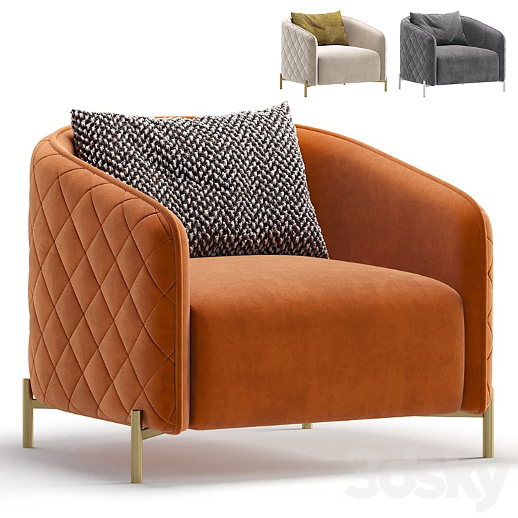 Armchair RIVAS by Cazarina Interiors 3 Colors Version\/Armchair RIVAS 3DS Max Model - thumbnail 1