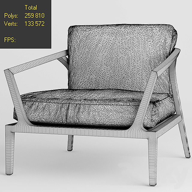 Armchair roche bobois ECHOES ARMCHAIR 3DS Max Model - thumbnail 3