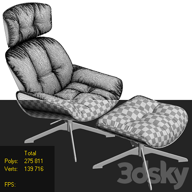 Armchair roche bobois QUIET LIFE ARMCHAIR 3DSMax File - thumbnail 3