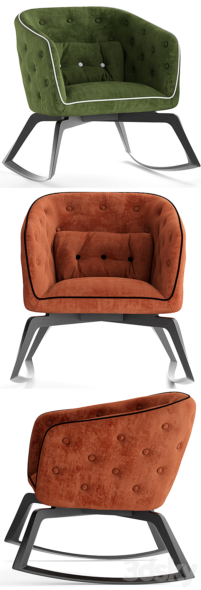 Armchair rochebobois QUADRILLE Rocking armchair 3ds Max - thumbnail 2