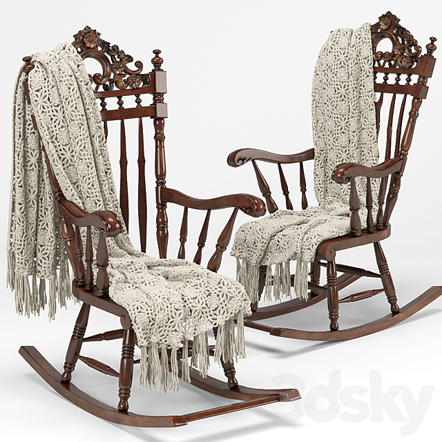 Armchair – rocking chair plaid 3ds Max - thumbnail 1