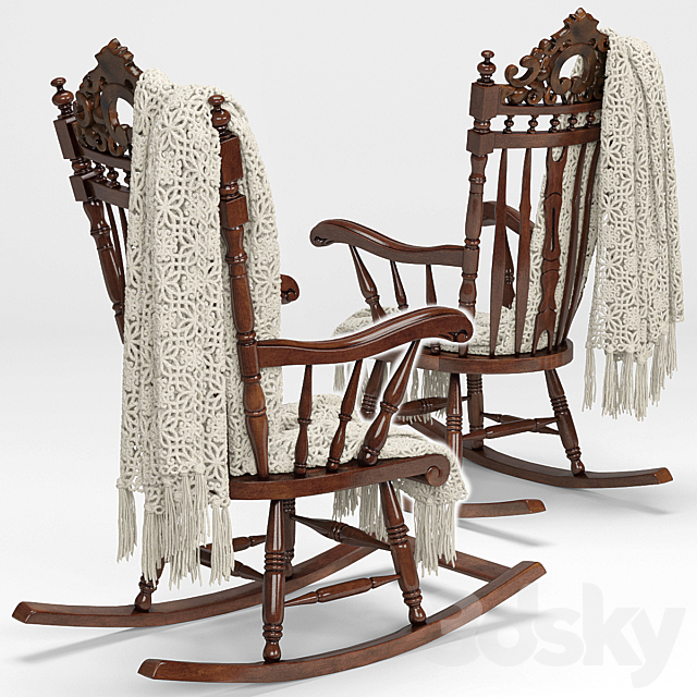 Armchair – rocking chair plaid 3ds Max - thumbnail 2