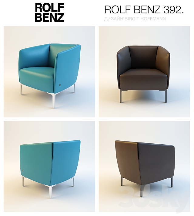 Armchair ROLF BENZ 392 3DS Max Model - thumbnail 2