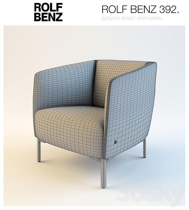 Armchair ROLF BENZ 392 3DS Max Model - thumbnail 3