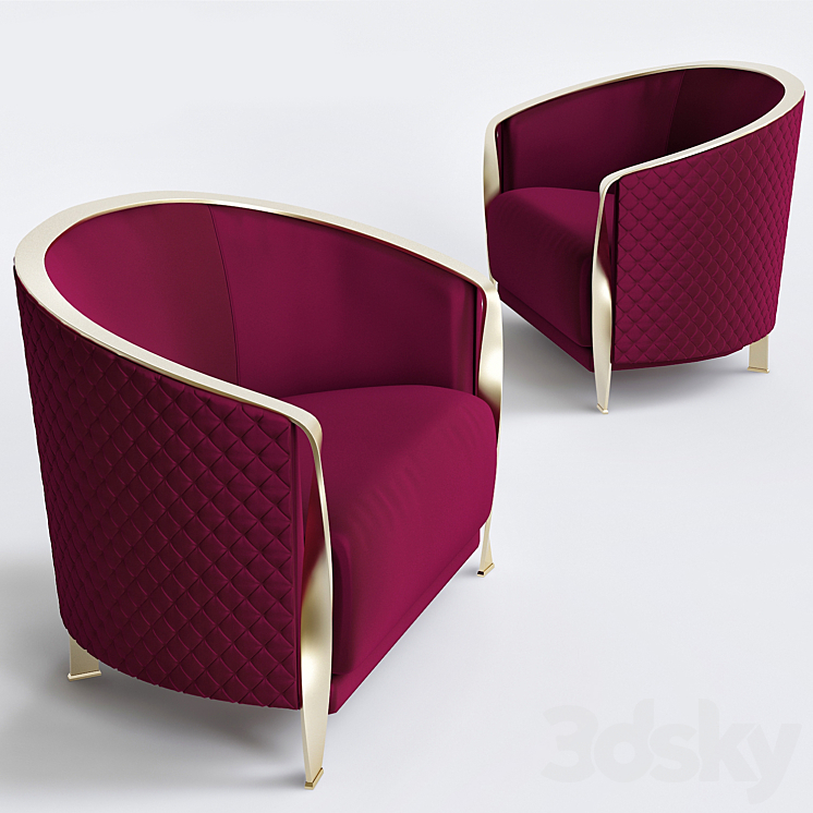 Armchair Rugiano Furniture Nella Vetrina Red 3DS Max - thumbnail 1