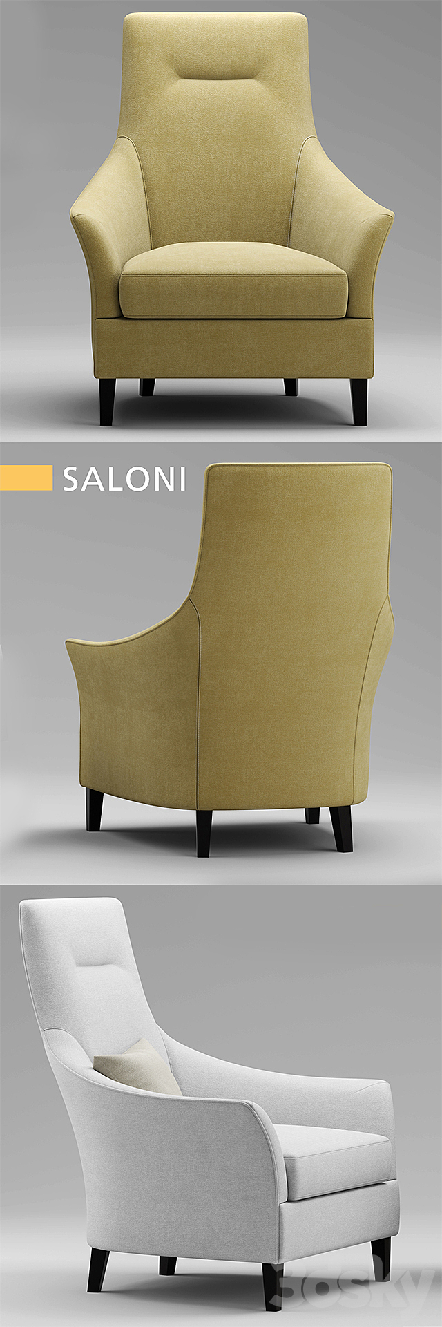 Armchair SALONI BW-135 3DS Max Model - thumbnail 2