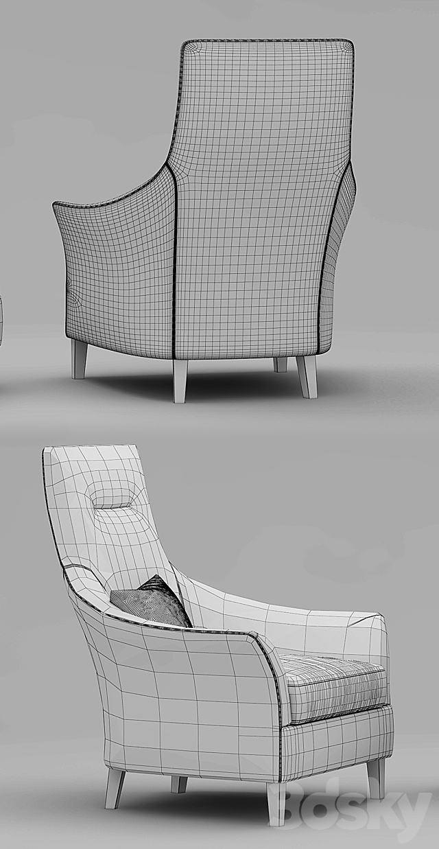 Armchair SALONI BW-135 3DS Max Model - thumbnail 3