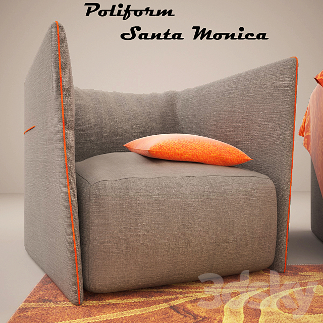 Armchair Santa Monica 3DS Max Model - thumbnail 1