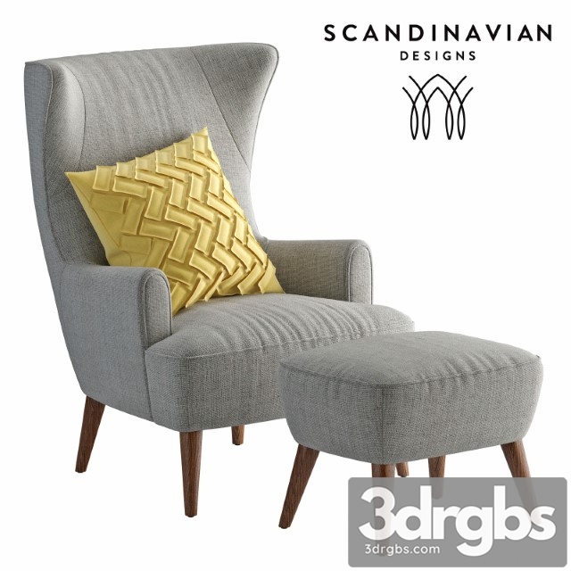 Armchair Scandinavian Designs Katja High Back 3dsmax Download - thumbnail 1