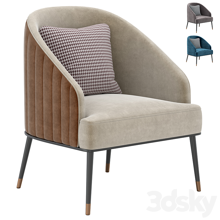 Armchair SHELBY 3DS Max Model - thumbnail 3